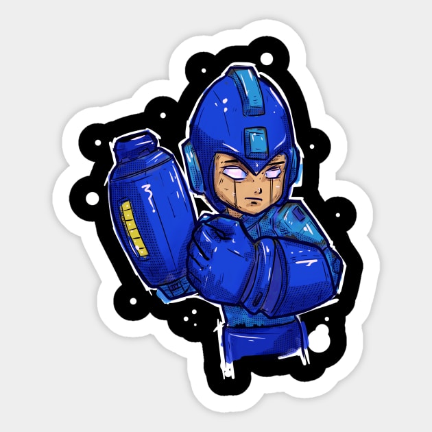 Super fighting robot 20XX Sticker by Beanzomatic